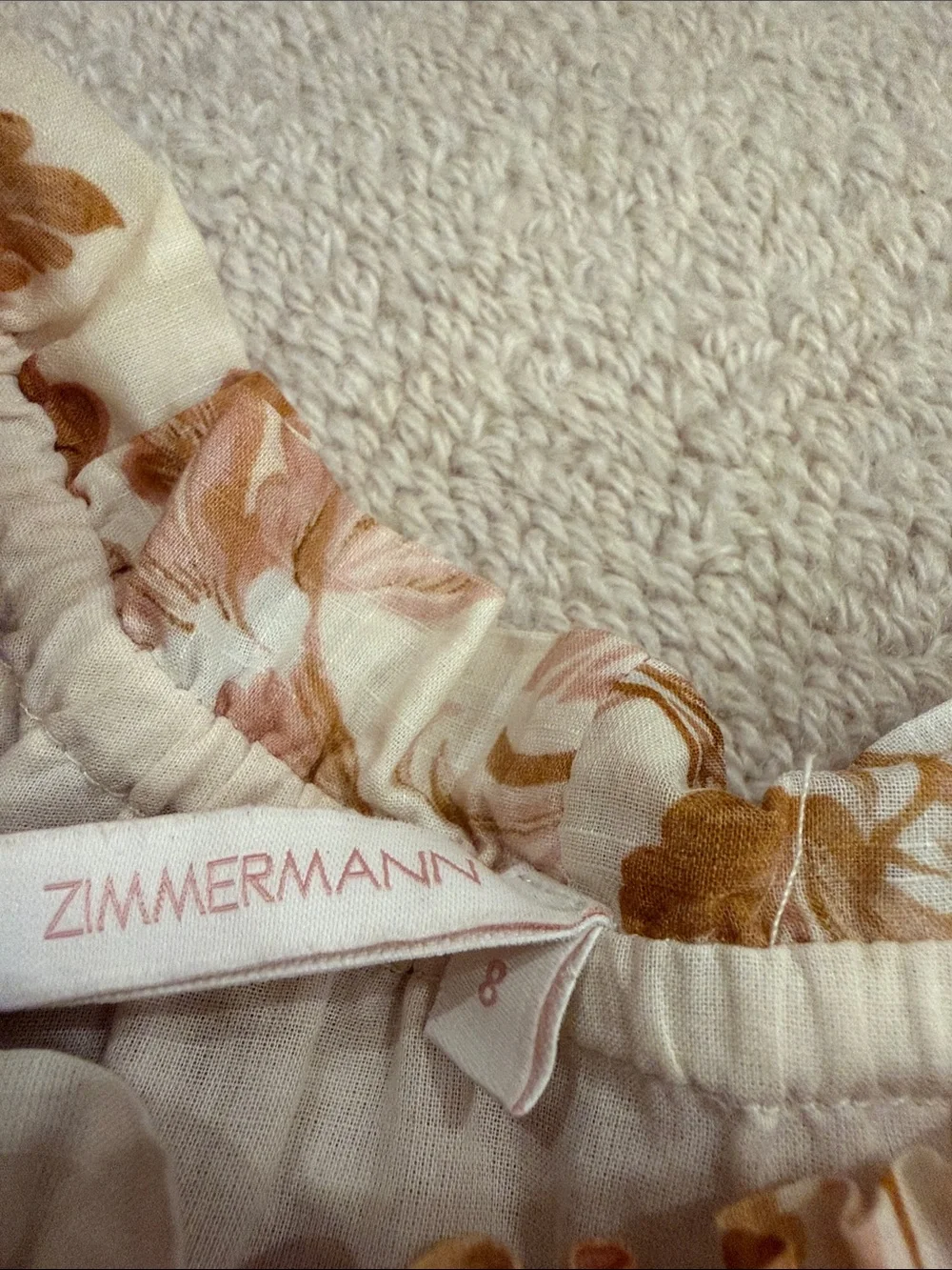 Zimmermann Cream Dress with Tan Floral Print